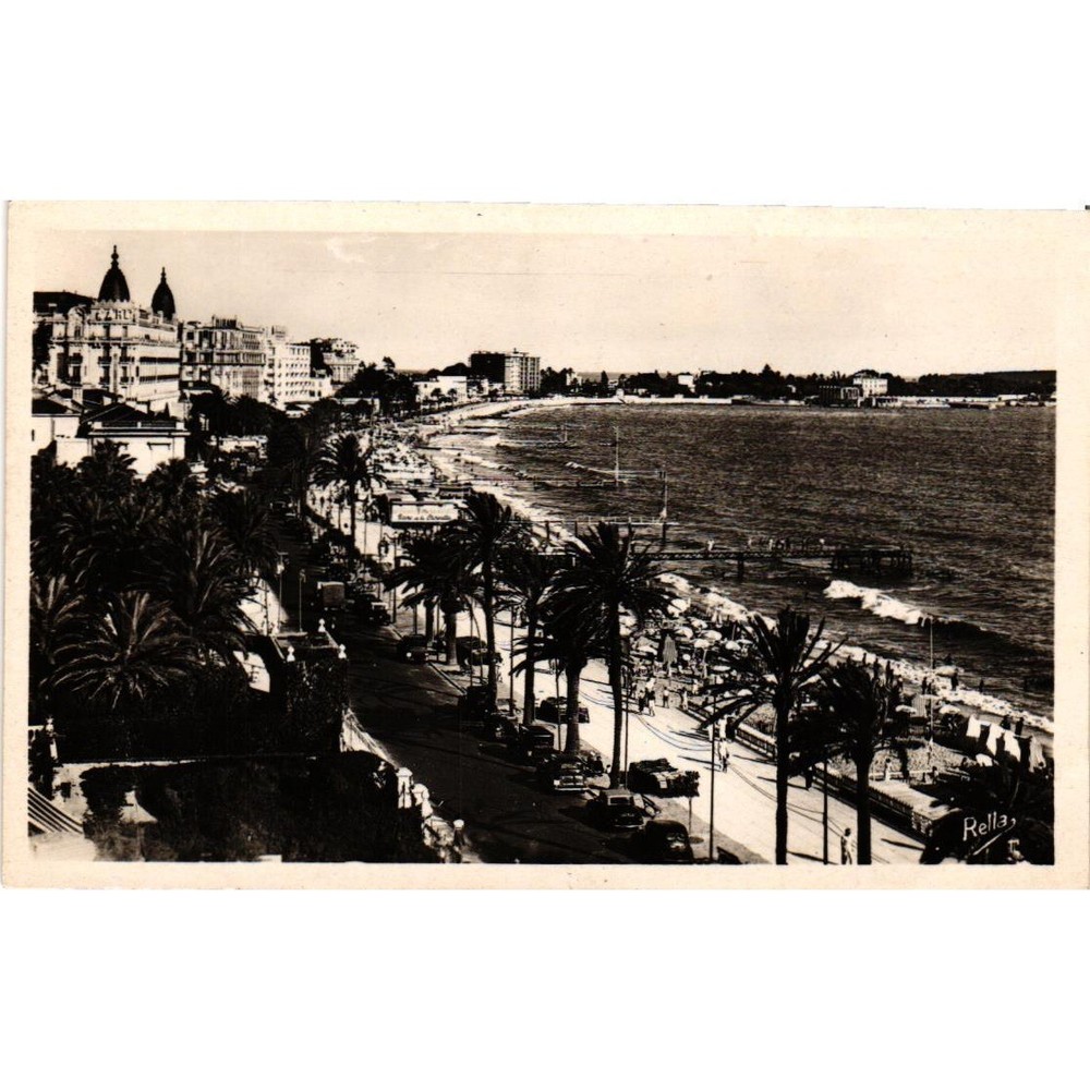Vintage Cannes France Postcard La Promenade de la Croisette Grand Hotels Rella