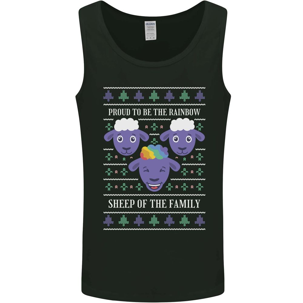 Christmas LGBT Rainbow Sheep Gay Pride Mens Vest Tank Top
