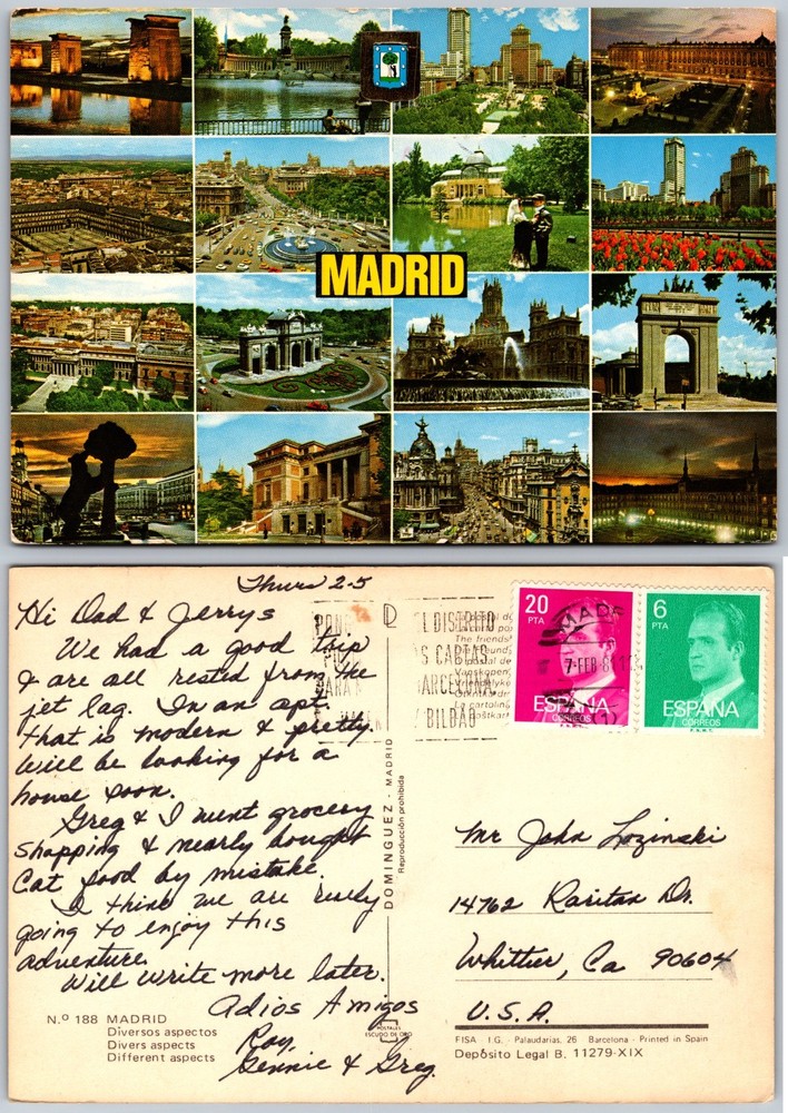Continental Madrid Spain Postcard