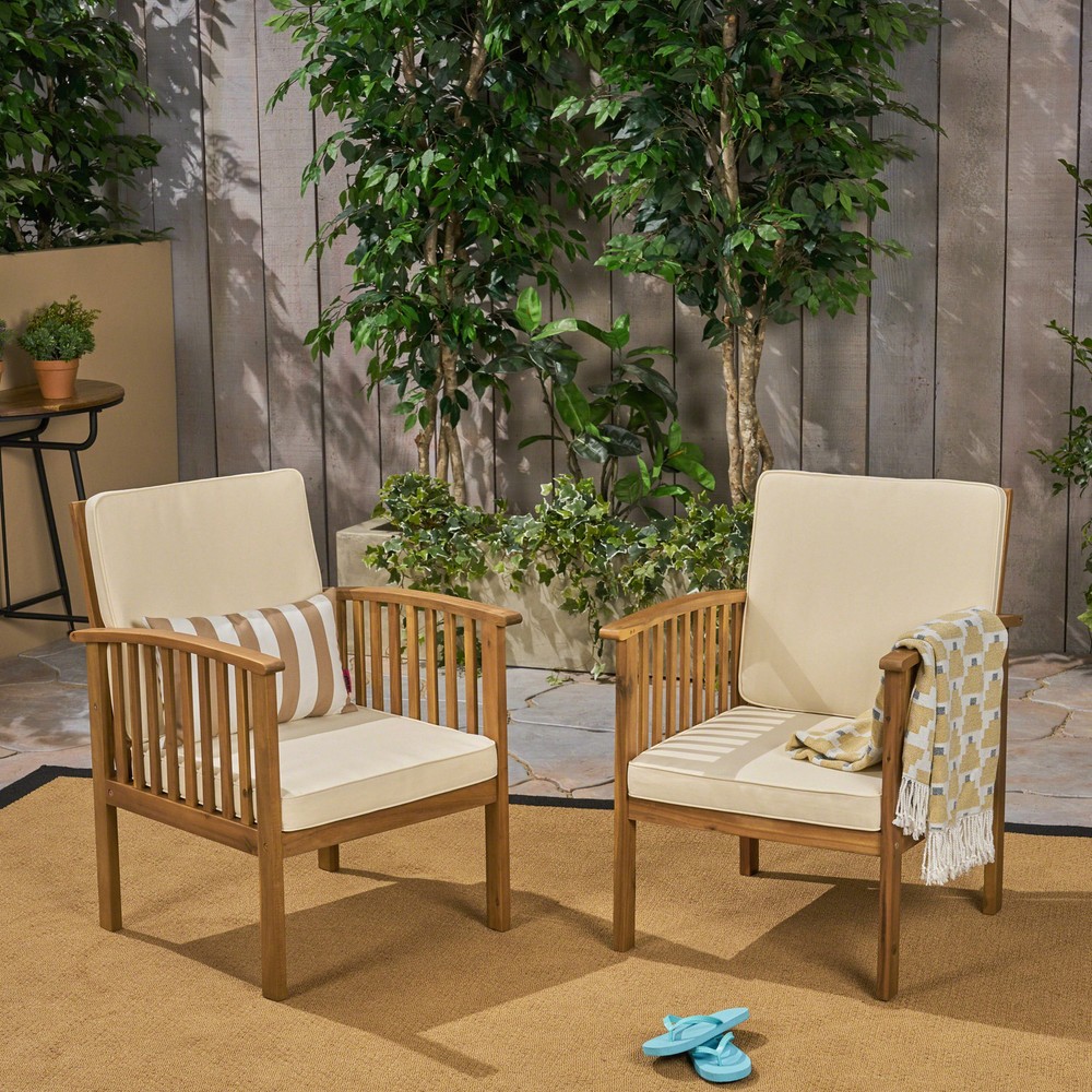 Weather-Resistant Acacia Wood Outdoor Club Chair for Patio Seating-image
