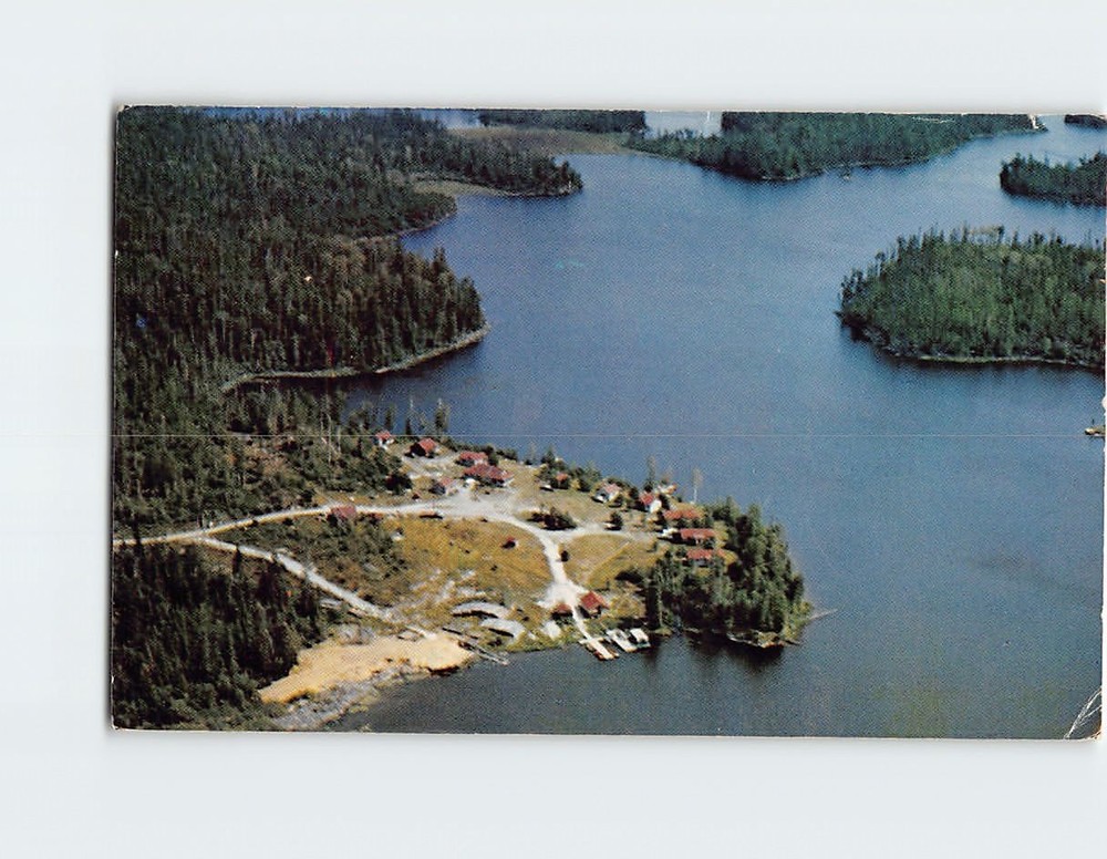 Postcard Aerial View Wright's Gullrock Lake Camp Ontario Canada