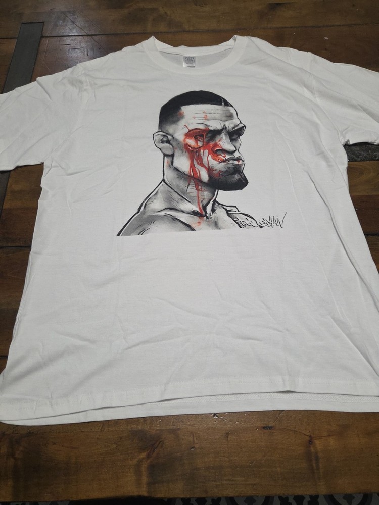 Nate Diaz Shirt Bloody Caricature UFC MMA Stockton Slap Fight Graphic Tee Large