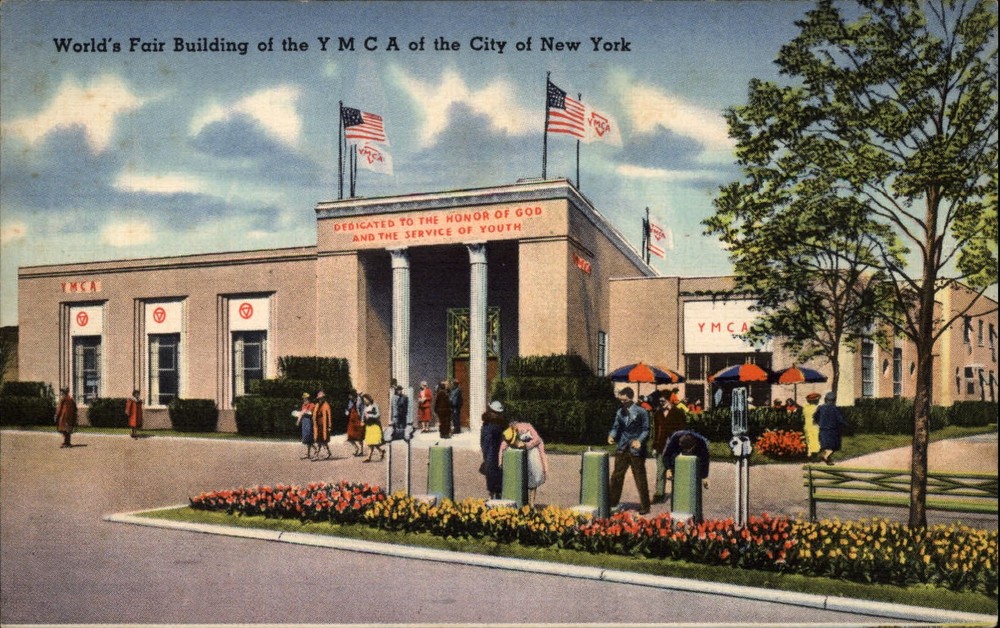 New York City NY ~ YMCA ~ World's Fair building ~ linen postcard sku139