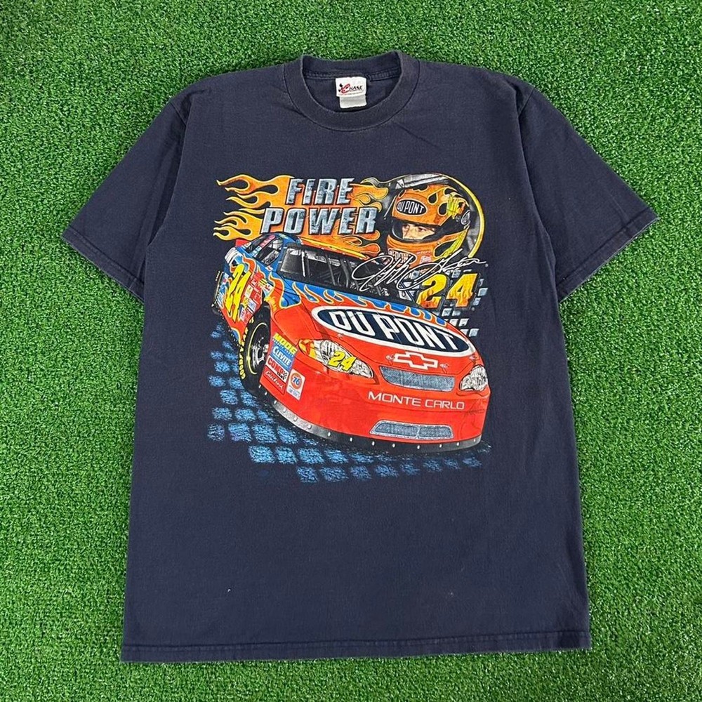 Vintage Chase Authentics Jeff Gordon Fire Power Racing Graphic Tshirt Size L