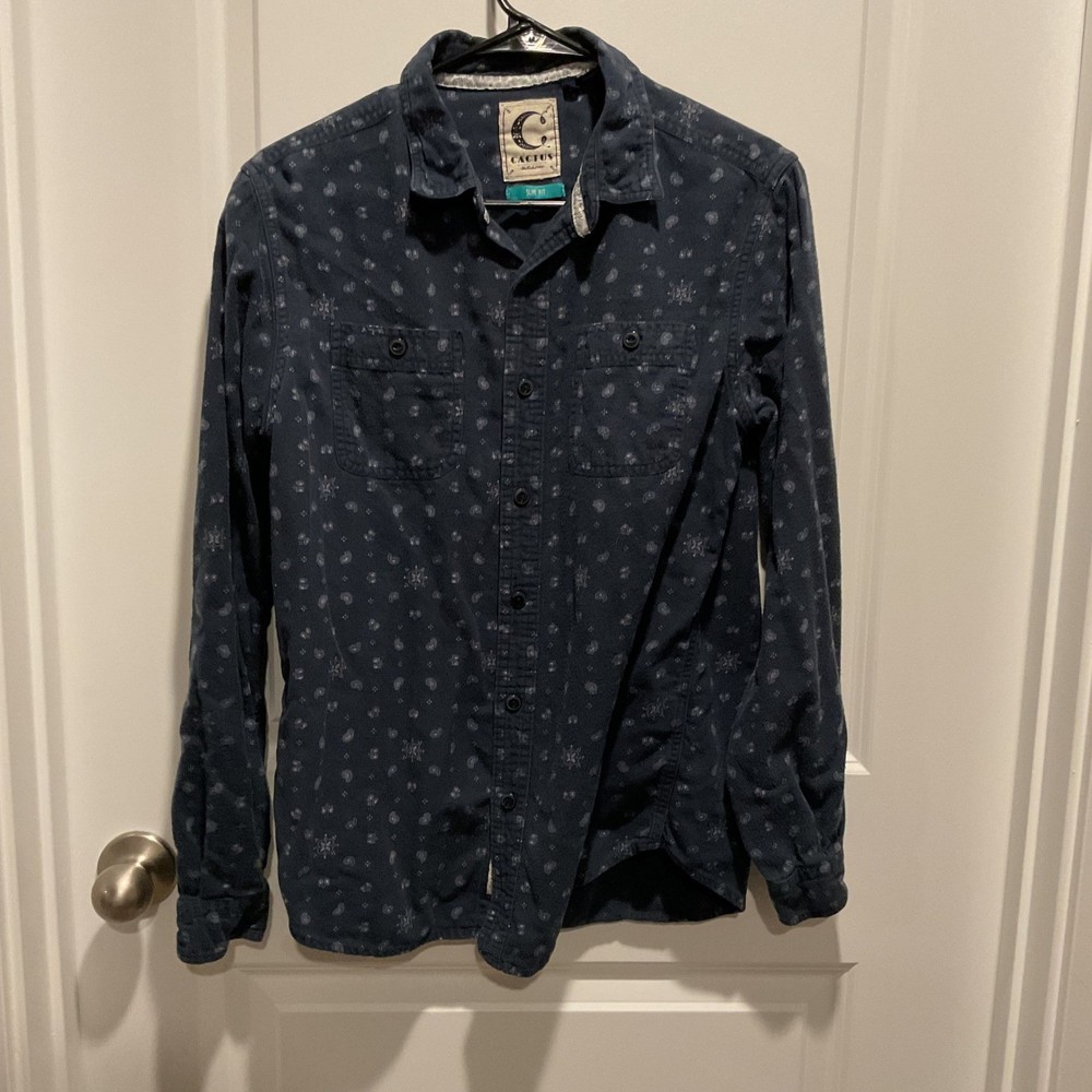 Cactus New York Slim Fit Paisley Print Long Sleeve Button Up Shirt Women Small