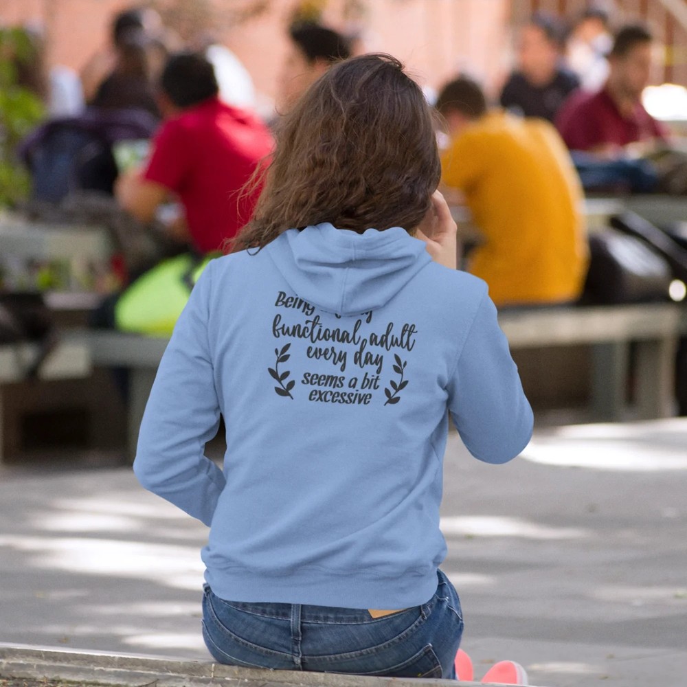 Backprint humour text women Hooded Sweatshirt