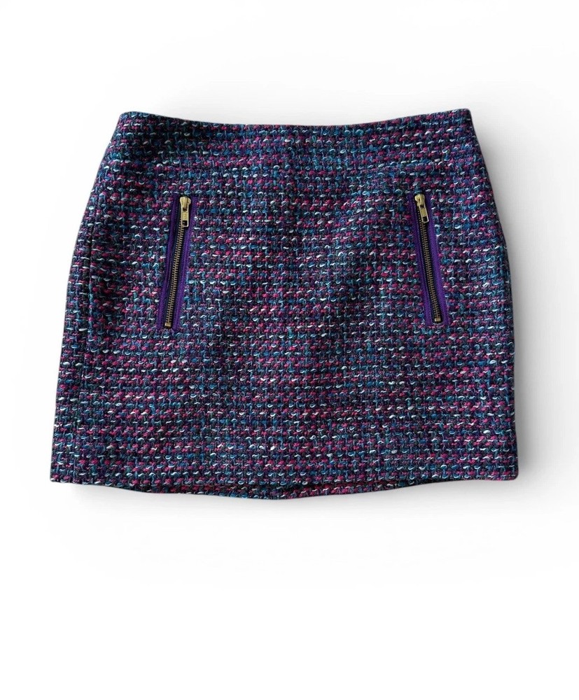 J.Crew Women’s Wool Blend Tweed Mini Skirt pink Lined Zip Size 6 preppy business