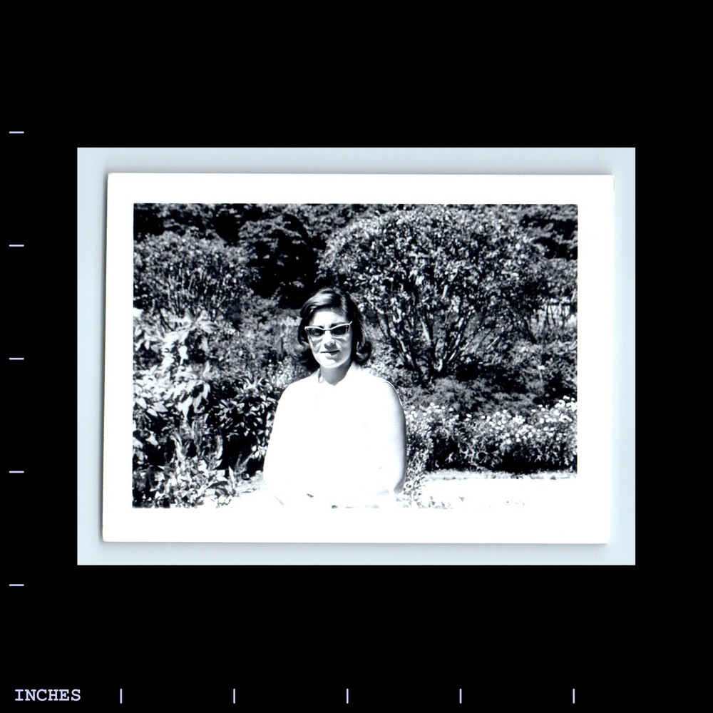 Old Vintage Photo WOMAN WITH GLASSES OUTSIDE 1964
