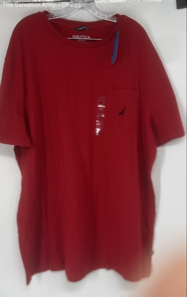 Nautica Mens Red Short Sleeve Crew Neck Pullover Deck T-Shirt Size 3XL