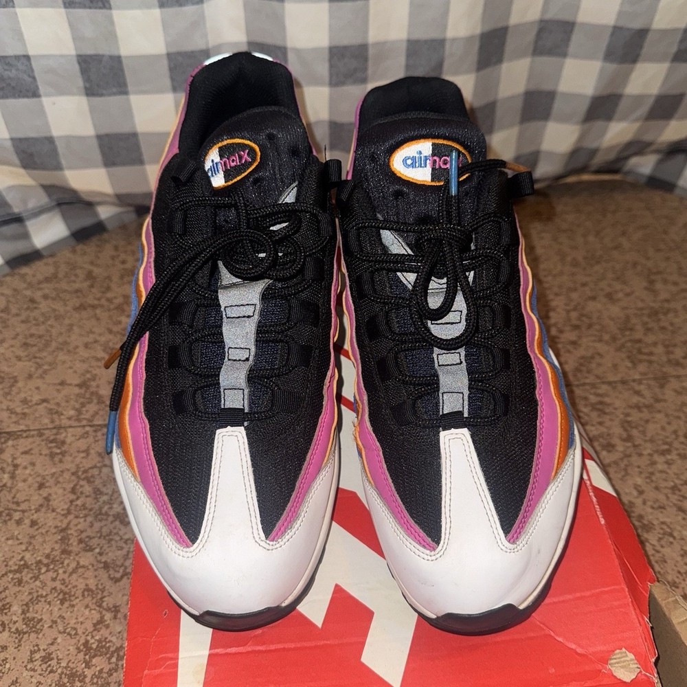 Nike Air Max 95 Essential CW6990-100 White Black Magma Orange Fuchsia Sneakers