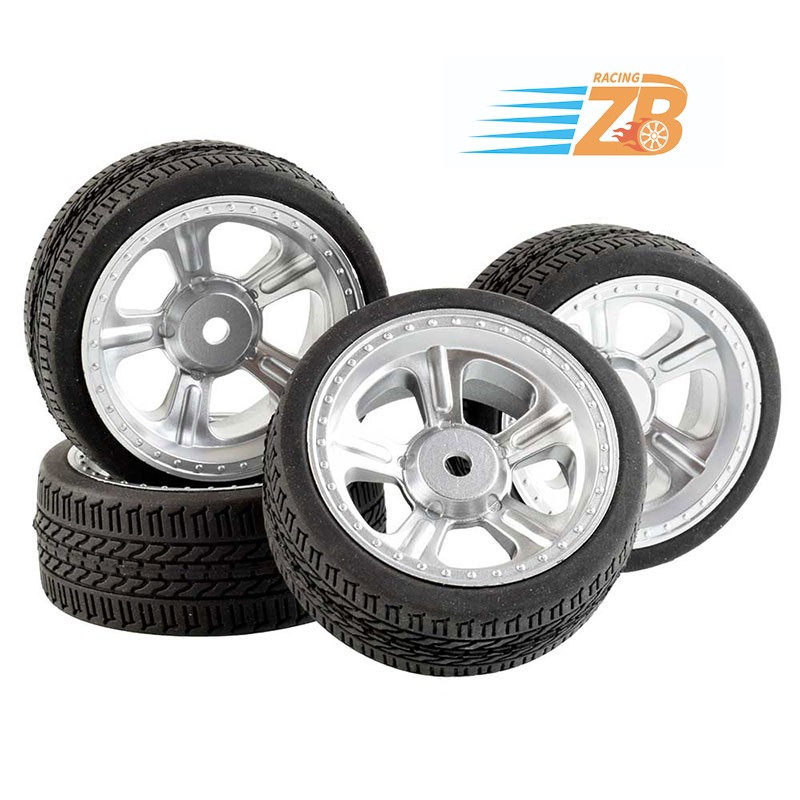 4x 1/10 RC Rubber Tires and Wheels Rims 12mm Hex For HSP HPI Tamiya On Road Car
