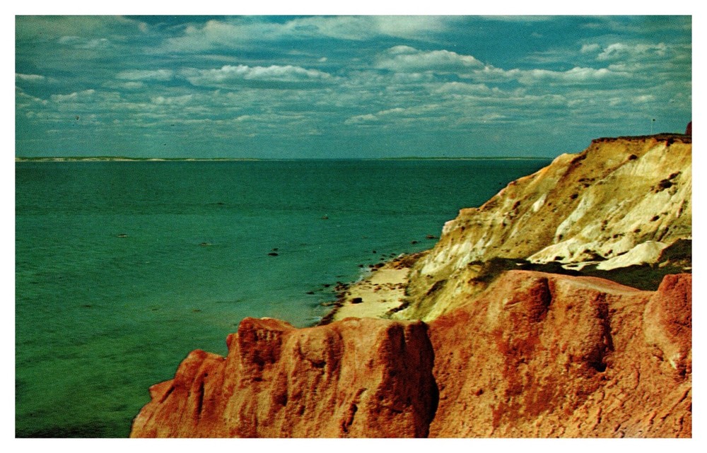 Martha's Vineyard Island MA Gay Head Cliffs Vineyard Sound Chrome Postcard
