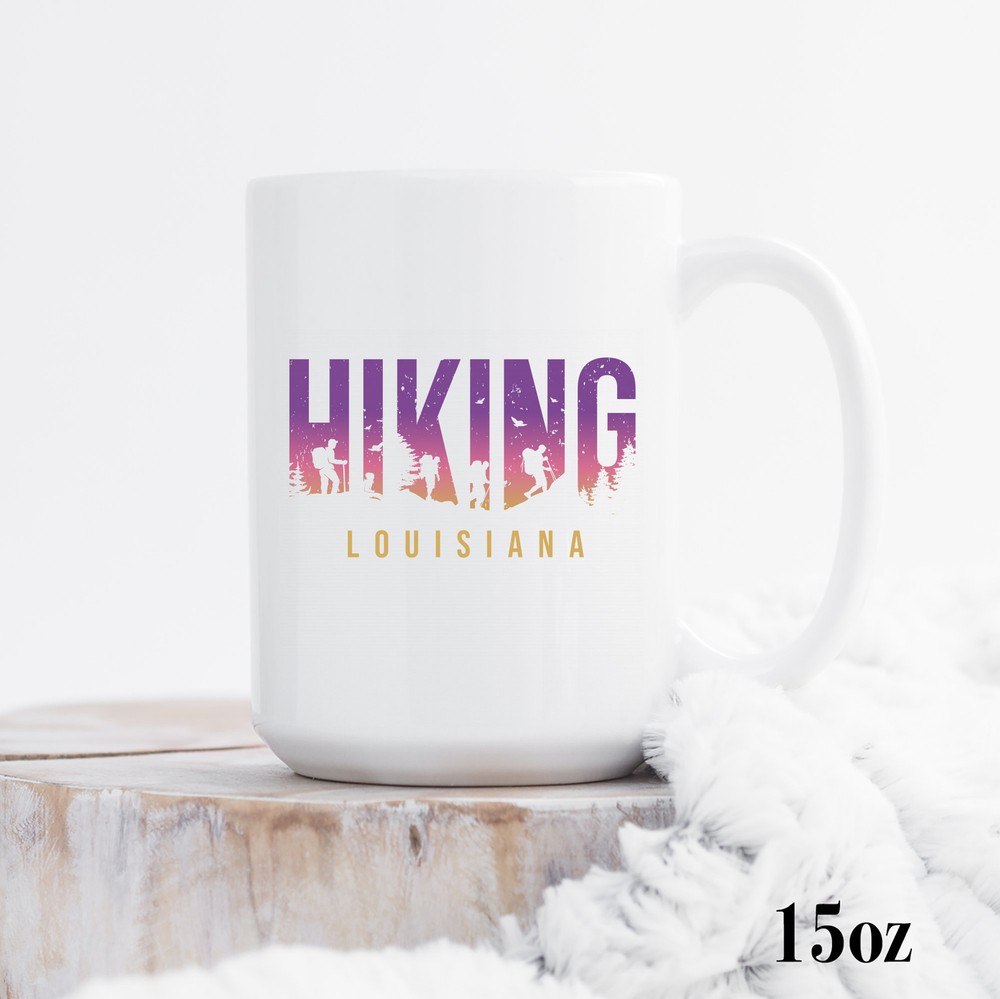 Louisiana Hiking Enamel Mug Camping Gift for Outdoor Enthusiasts