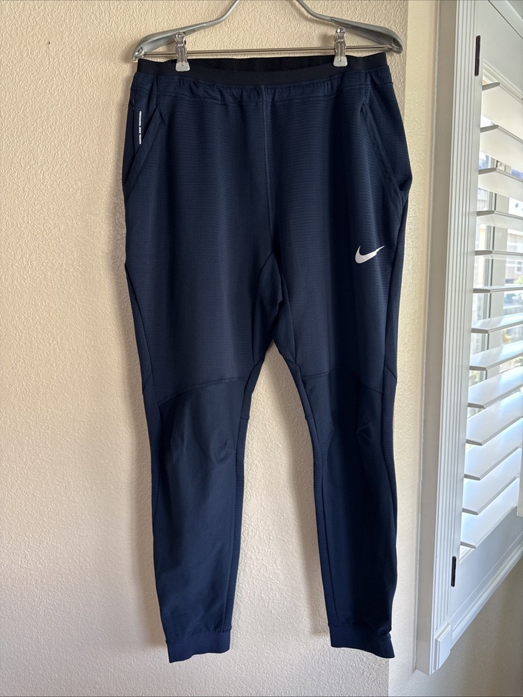 $175 Nike Pro Dry Training Pants Mens Size Large Slim Fit Navy Blue BV5515-451