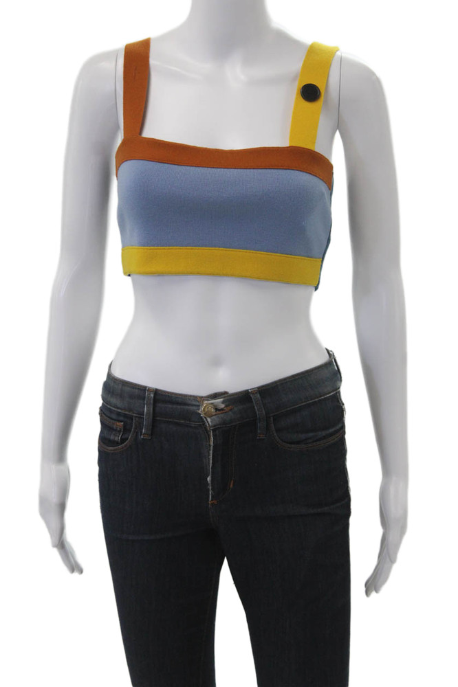 Monse Women Cropped Tank Blue Square Neck Merino Wool Size XSFree Shipping in US $100+ Orders | $6.95 Orders Below
