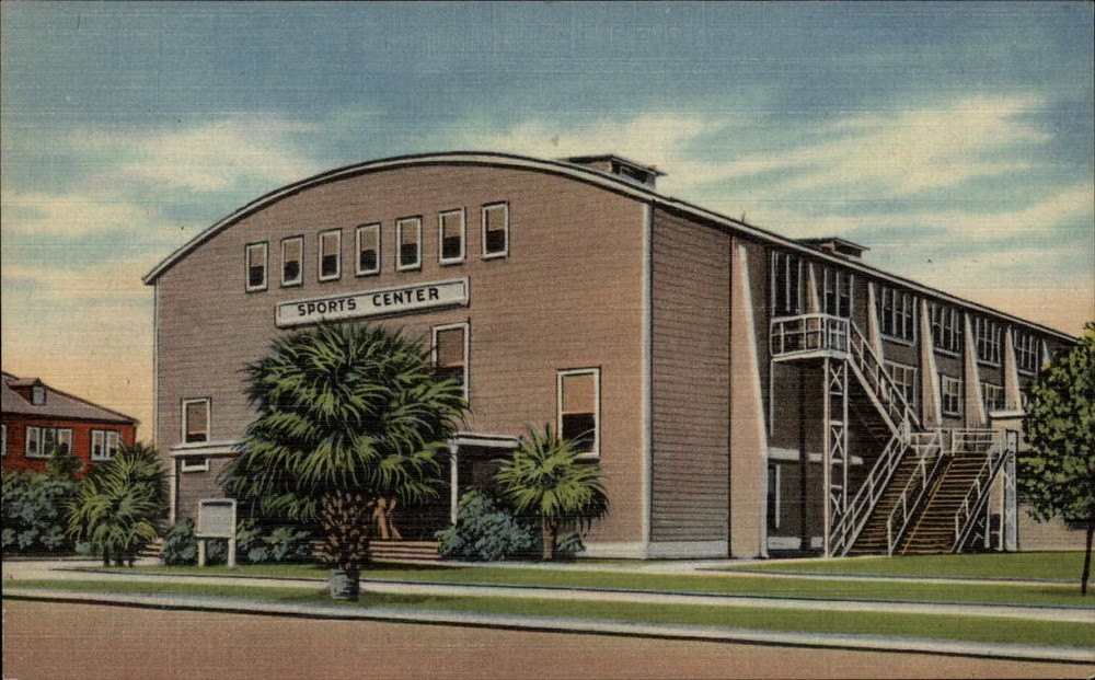 WWII 1940s Parris Island SC Marine Corps Recruit Depot Sports Center postcard
