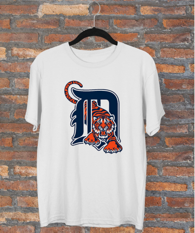 Detroit Tigers Logo Baseball Men T-shirt White Short Sleeve All Size