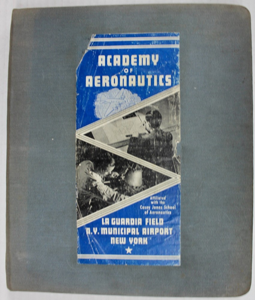 Vintage 1940s Academy of Aeronautics Student Notebook Aviation Training Notes-image