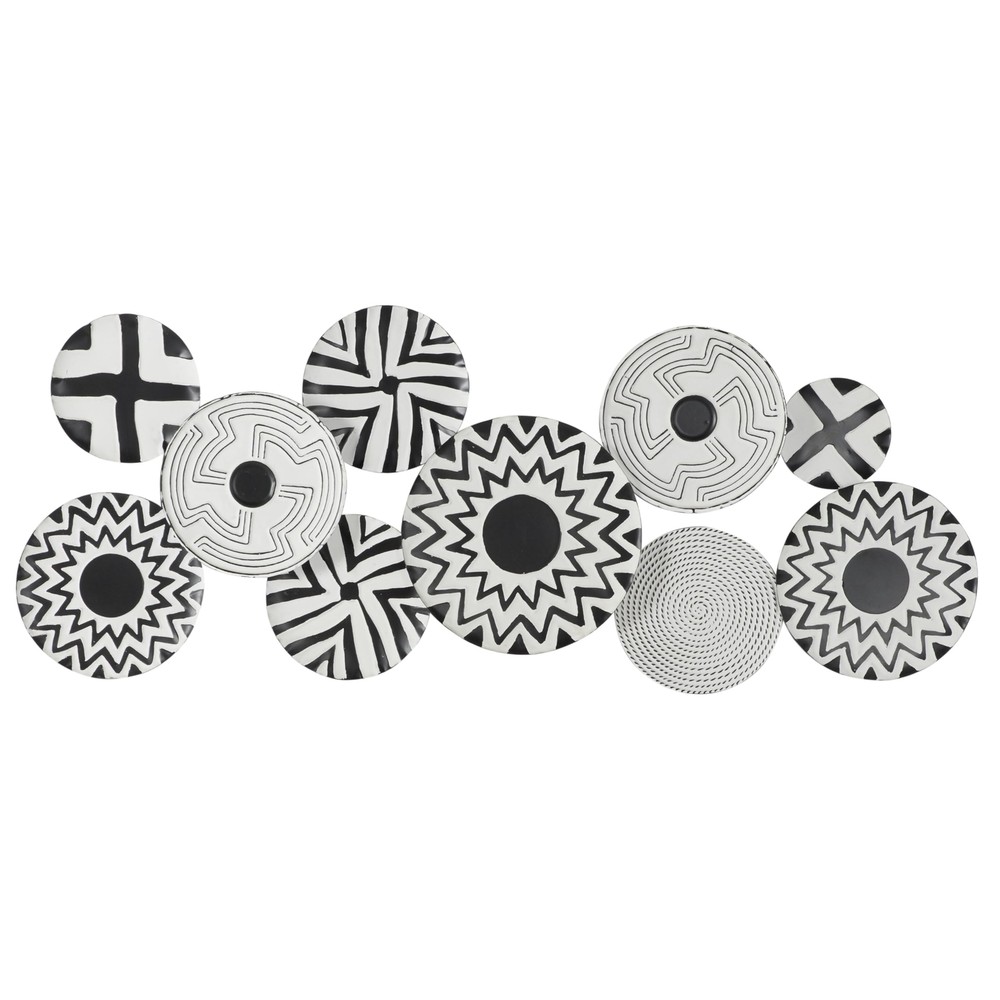 Metal Plate Home Wall Decor Wall Sculpture with Black Patterns, Wall Art 50