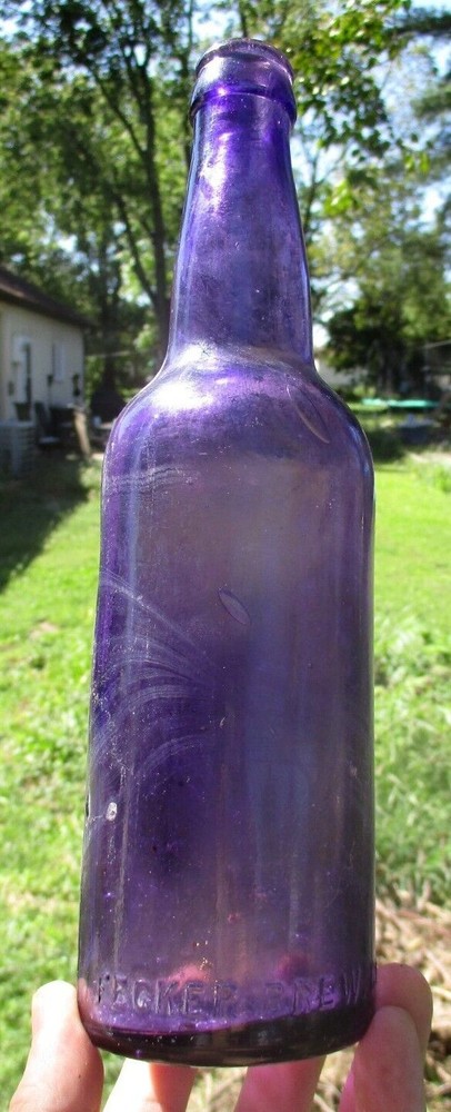 Vintage Amethyst Beer Fecker Brewing Co Danville IL 1910s Dug Bottle