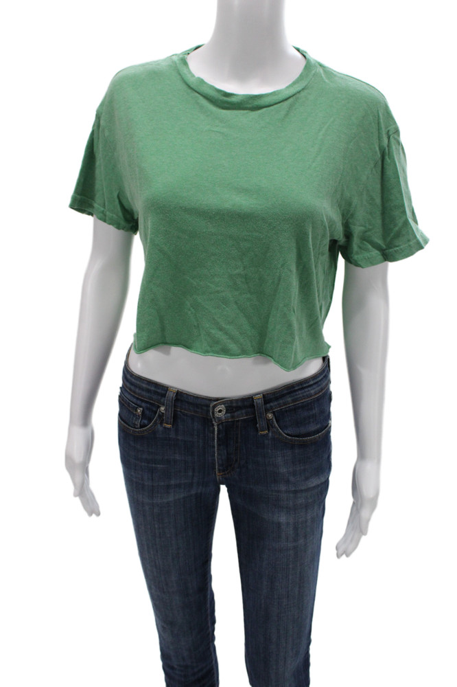 Perfect White Tee Womens Cropped T-Shirt Green Short Sleeve Size XSFree Shipping in US $100+ Orders | $6.95 Orders Below