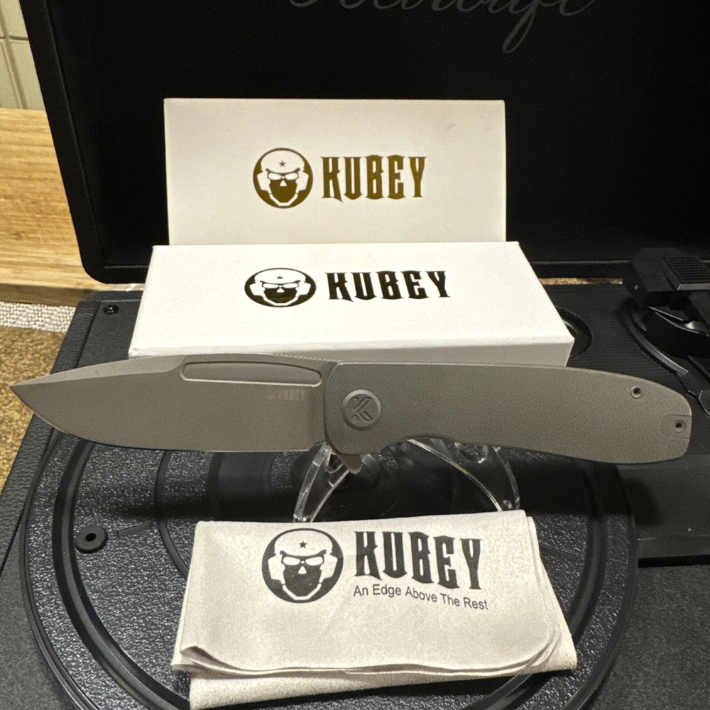 Kubey Supercell Linerlock Dark Gray Titanium Folding 14C28N Pocket Knife 353C