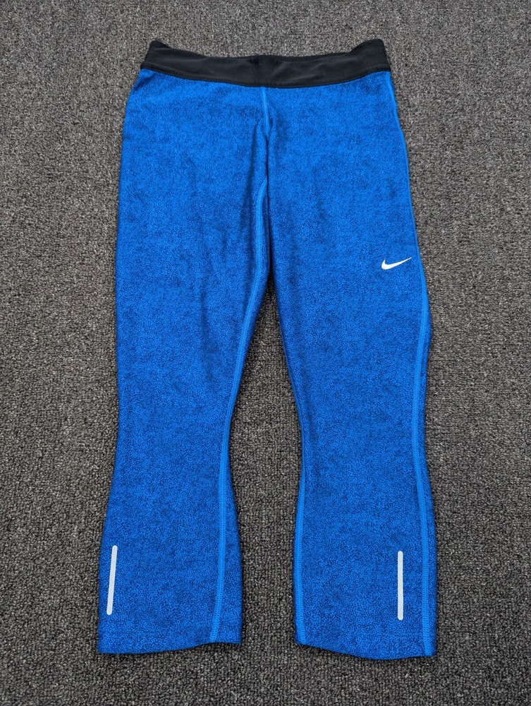 Nike Dri-fit Capri Running Yoga Pants Blue Black Leggings Style 717422 Size S