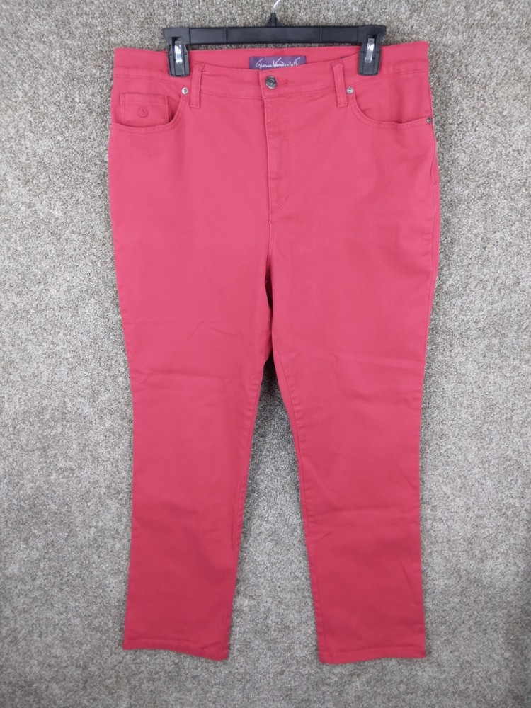 Gloria Vanderbilt Amanda Jeans Women 14 Red Denim High Rise Straight Leg