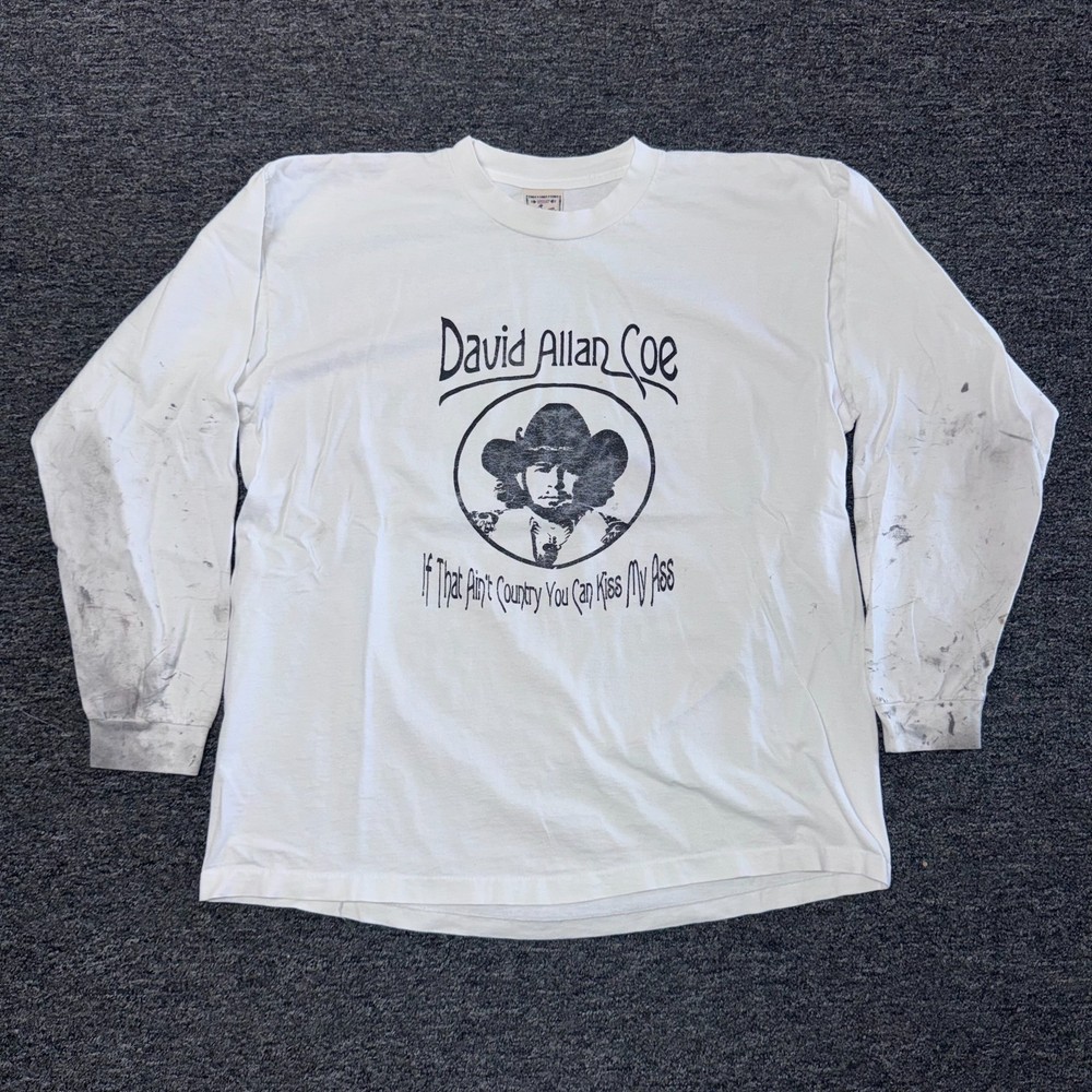 Vintage 90s David Allen Coe T-Shirt Alore Aint Country Band Tee Mens Sz XL White