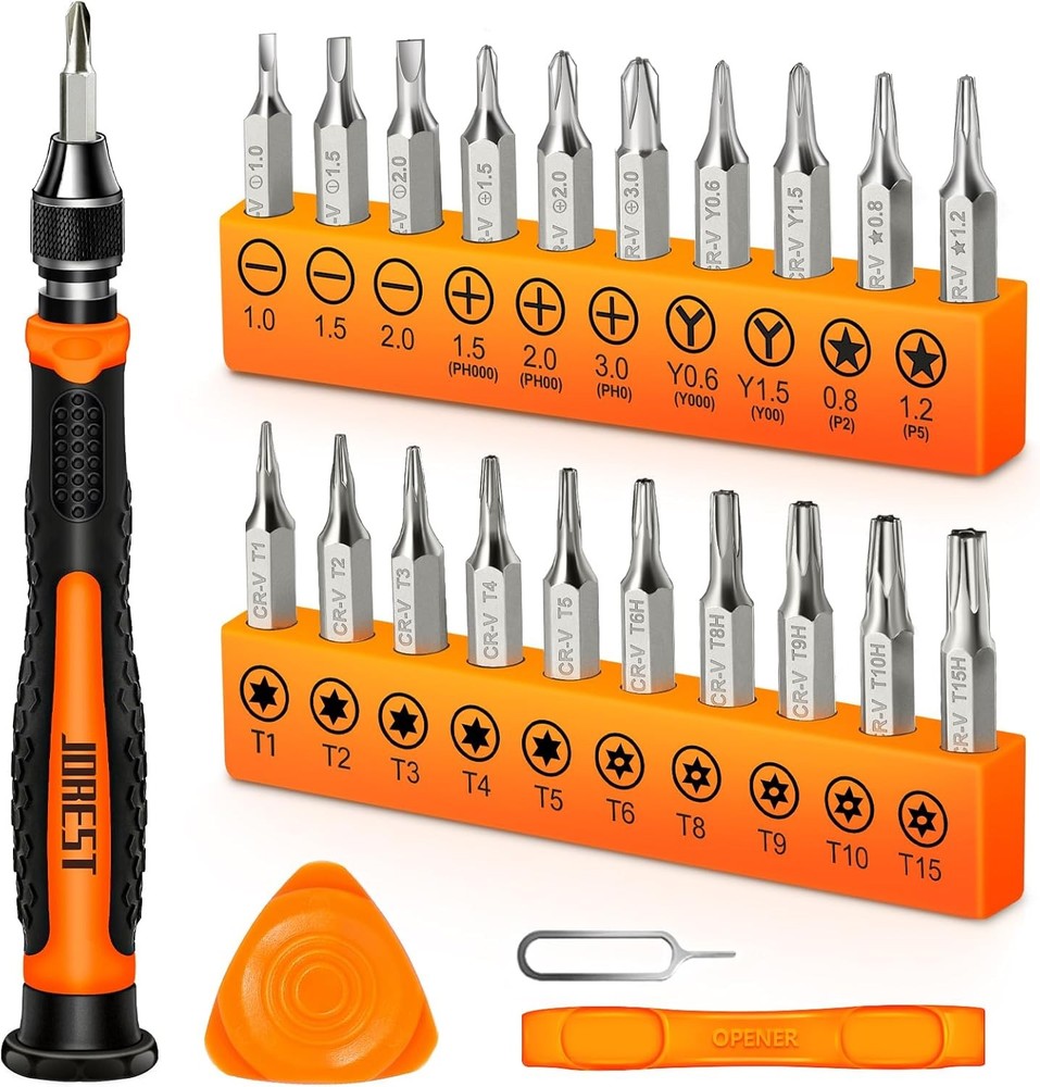 JOREST 24-Piece Precision Screwdriver Set with Torx Bits T5 T6 T8 T9 in Colorful Case