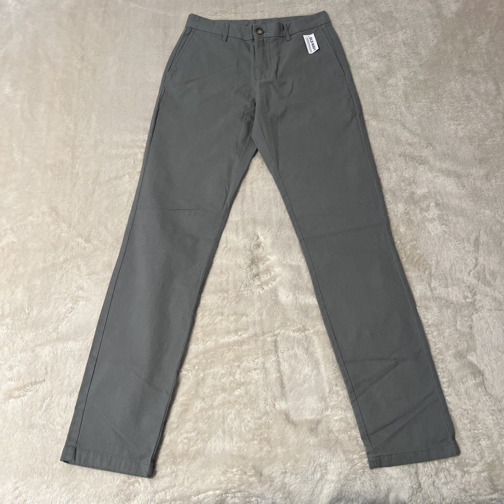 Old Navy Chino Pants Mens 28x34 Gray Built-In Flex Slim Fit Stretch NWT