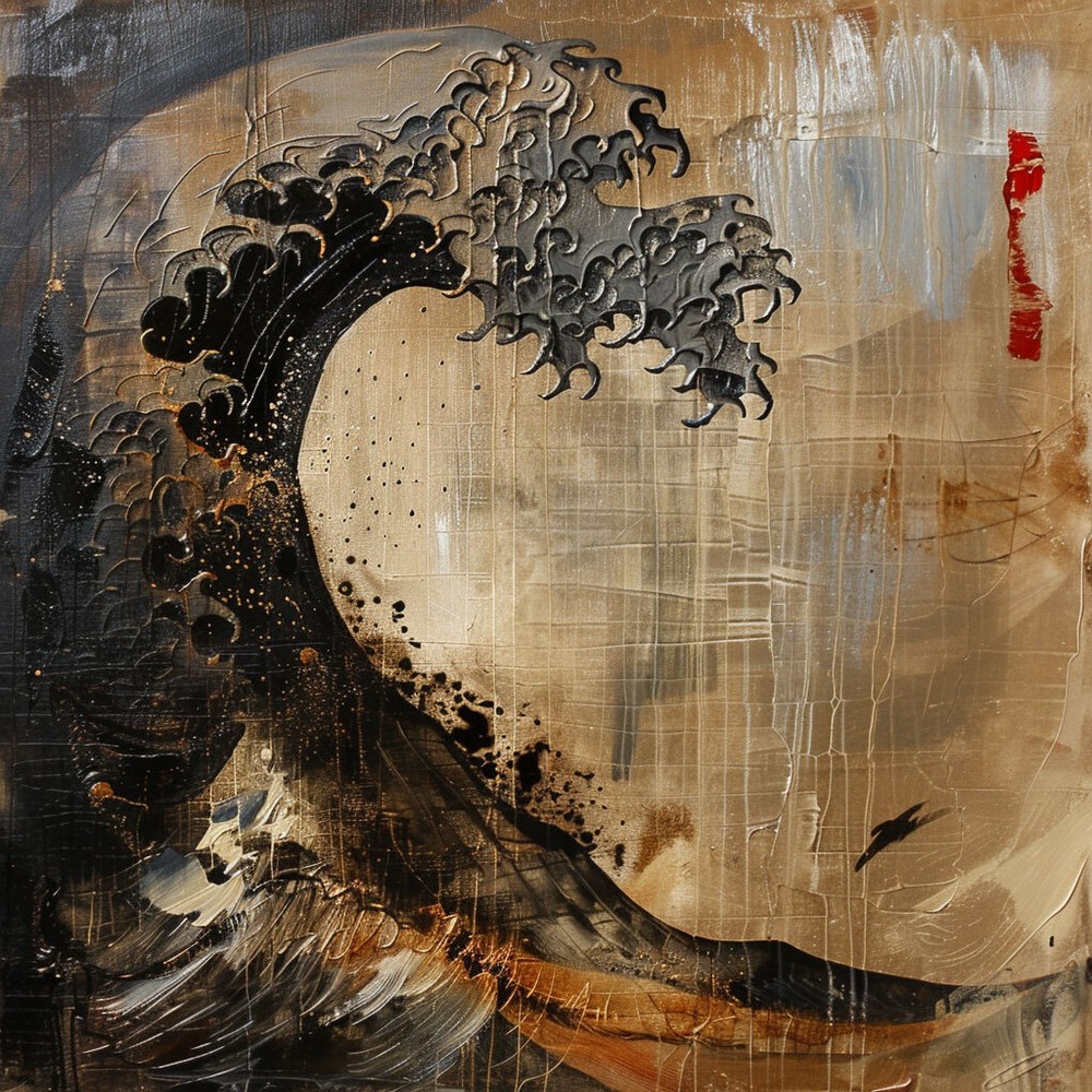 original Hand-Painted Texture Oil Painting on Canvas Abstract Wall Art black sea