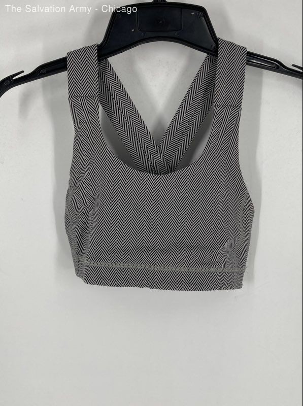 Lululemon Womens Black Gray Chevron Cross Back Sports Bra Size Small