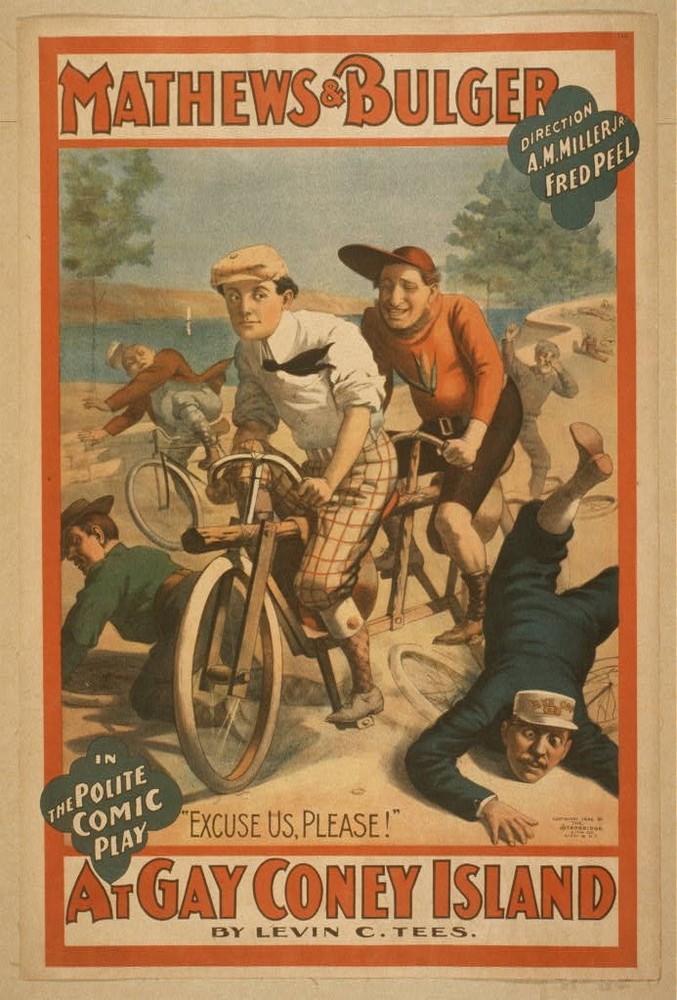 Photo:Mathews Bulger Coney Island 1896 Comic Play Bicycle Poster
