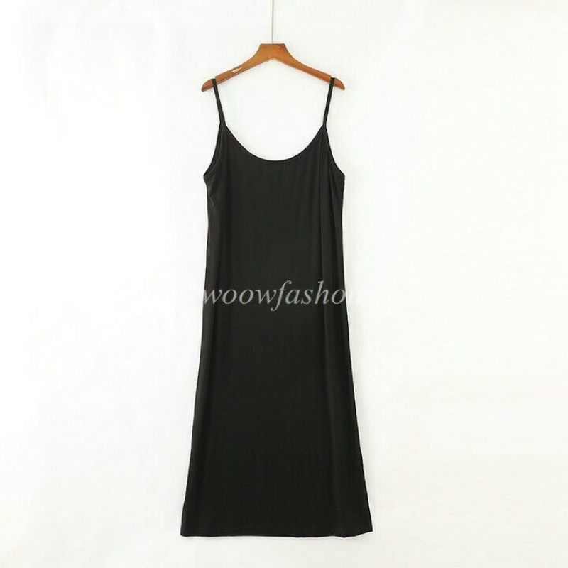 Women Cami Full Slip Plain Long  Loose Dresses Camisole Liner Under dress