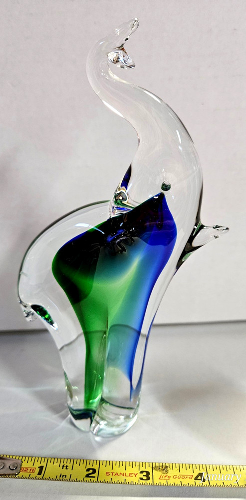 Murano Italian Art Glass Elephant Blue and Green - Very Colorful