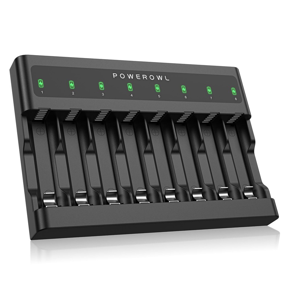 8-Bay USB Fast Charger for AA AAA Ni-MH Batteries with Independent Slots