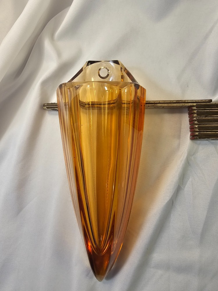 vintage Fostoria Amber No 1681 Wall vase pocket 1925to1927