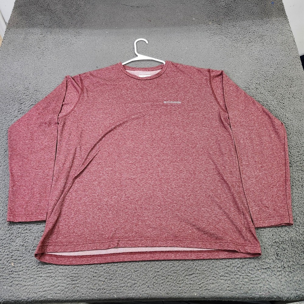 Columbia Omni-Wick Shirt Mens 2XL Red Long Sleeve Performance Training Athletic