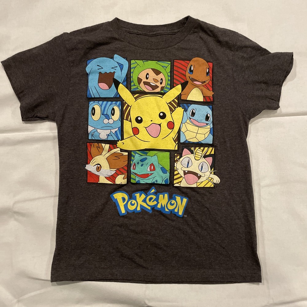 Pokemon Short Sleeve T-Shirt Boy's Size Small S Gray Pikachu