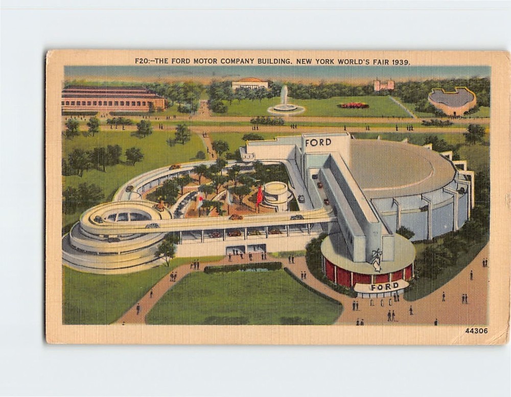 Postcard The Ford Motor Company Building New York Worlds Fair Queens NY USA