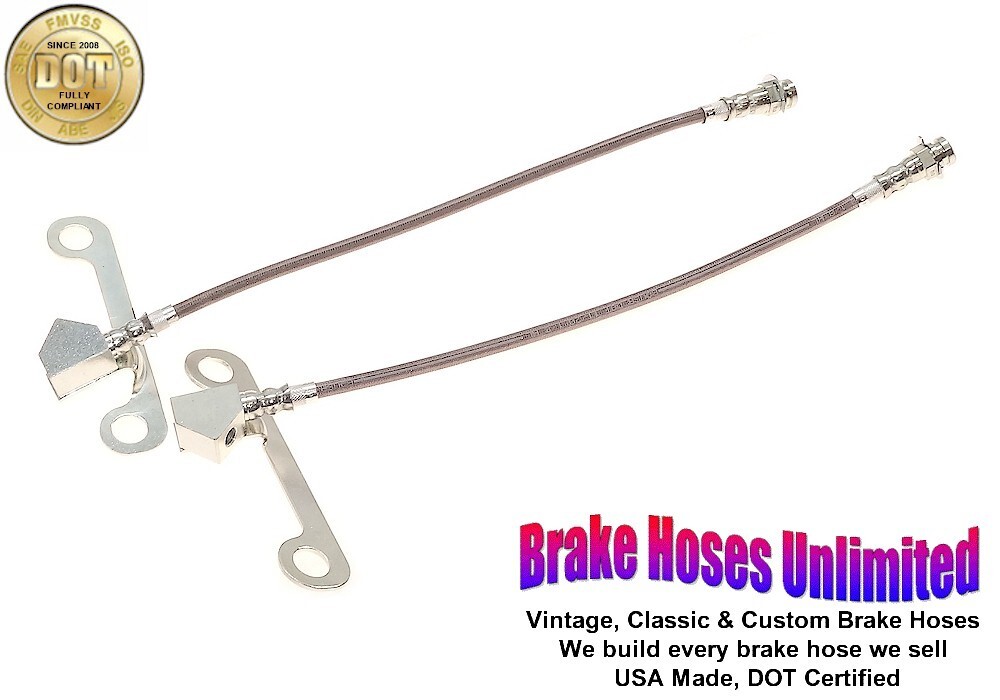 STAINLESS FRONT BRAKE HOSES Lincoln Continental 1965 Late, 1966 1967 1968 1969