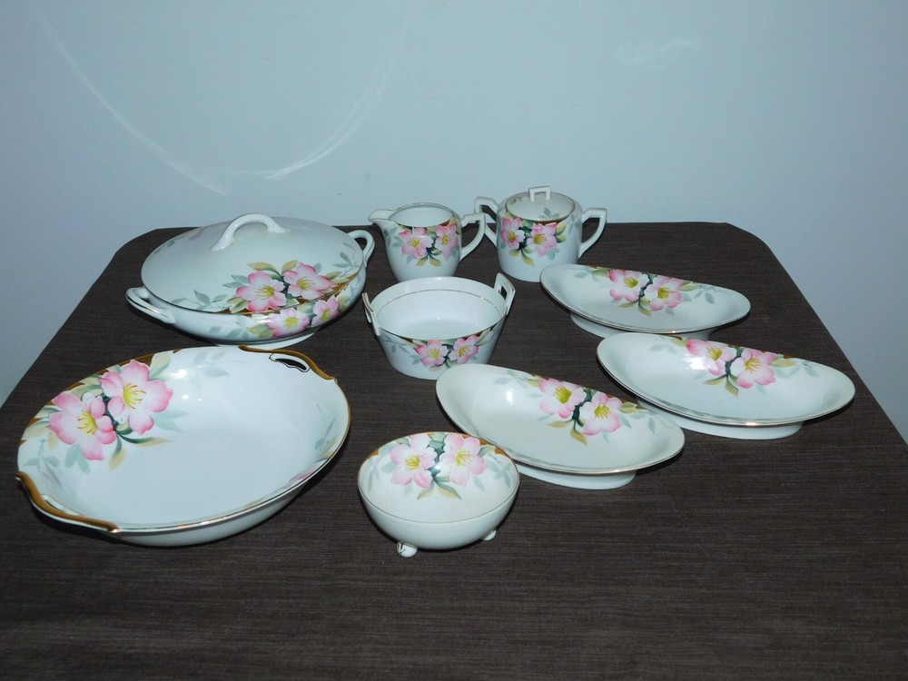 VINTAGE KITCHEN NORITAKE JAPAN FLOWER CERAMIC CHINA SET BOWLS PITCHER PLUS