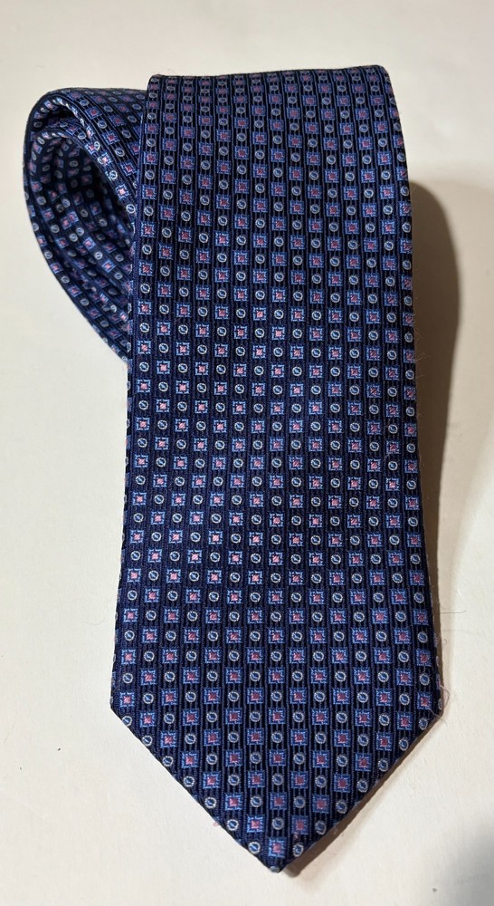 Eton Tie Men's 100% Silk Luxury Blue with Pink Blue Classic Design England