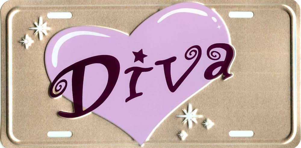 Chrome Diva Embossed License Plate Auto Tag 594-00
