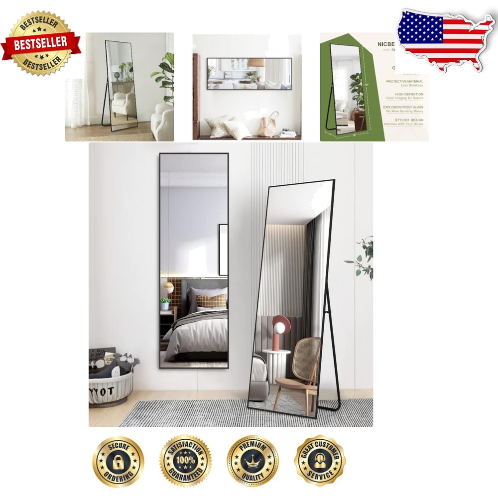 Stylish Aluminum Framed Full-Length Mirror, 59x16 Inches - Modern Aesthetic