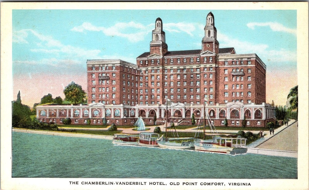 Old Point Comfort VA-Virginia The Chamberlin-Vanderbilt Hotel Vintage Postcard
