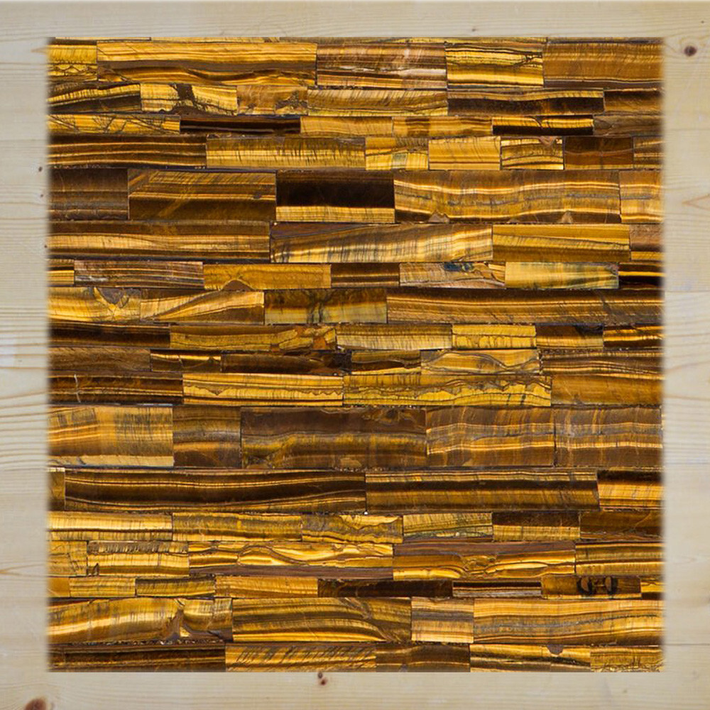 18x18 Tiger Eye Stone Slab Table Top for Living Room Decor  