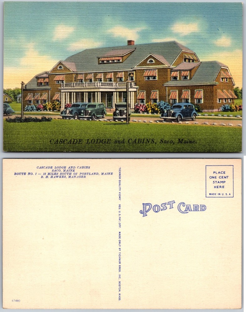 Cascade Lodge And Cabins Saco Maine Postcard