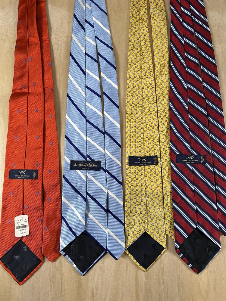 Lot of 4 Vintage Brooks Brothers “346” Silk Cotton Blend Ties